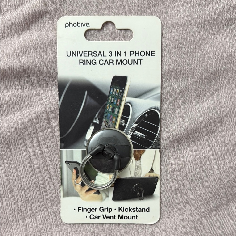 Black Universal Phone Ring Car Vent Holster